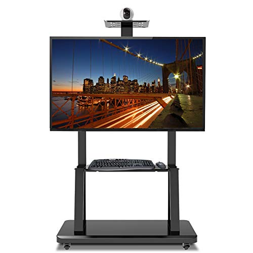 Robuster, universell einsetzbarer TV-Wagenständer auf Rollen, passend für 32 40 50 55 60 70 Zoll LCD-LED-Fernseher, schwarzer Bodenwagenständer mit 2 Ablageflächen, Konferenzraum Robuster, universell einsetzbarer TV-Wagenständer auf Rollen, passend für 32 40 50 55 60 70 Zoll LCD-LED-Fernseher, schwarzer Bodenwagenständer mit 2 Ablageflächen, Konferenzraum von TYLDBNF