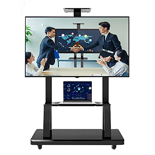 Schwarzer mobiler TV-Ständer auf Rollen für Schlafzimmer, rollender TV-Wagen mit Stauraum für 50/55/65/70/75-Zoll-Flachbildfernseher, höhenverstellbar Schwarzer mobiler TV-Ständer auf Rollen für Schlafzimmer, rollender TV-Wagen mit Stauraum für 50/55/65/70/75-Zoll-Flachbildfernseher, höhenverstellbar von TYLDBNF