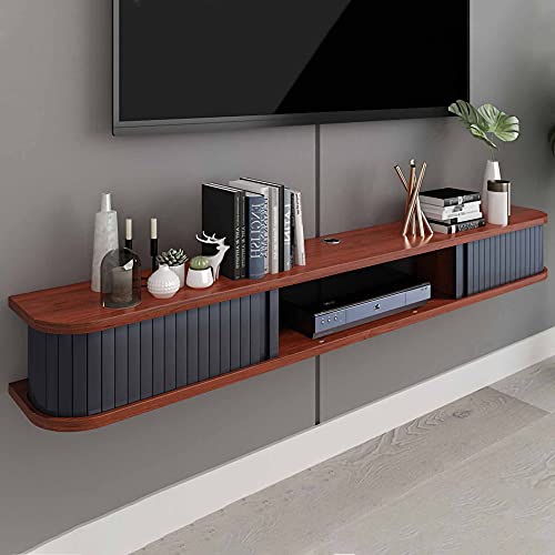 Schwebender TV-Ständer, schwebender TV-Ständer, wandmontierter TV-Schrank aus mattem Massivholz, hängende TV-Konsole für Kabelboxen, Router, DVD-Player Schwebender TV-Ständer, schwebender TV-Ständer, wandmontierter TV-Schrank aus mattem Massivholz, hängende TV-Konsole für Kabelboxen, Router, DVD-Player von TYLDBNF