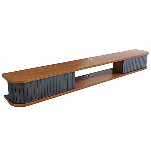 Schwebender TV-Ständer, schwebender TV-Ständer, wandmontierter TV-Schrank aus mattem Massivholz, hängende TV-Konsole für Kabelboxen, Router, DVD-Player von TYLDBNF