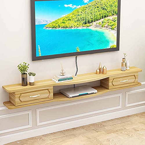 Schwebender TV-Ständer, wandmontierter TV-Schrank, hängende TV-Konsole aus massivem Holz, wandmontierter DVD-Player Schwebender TV-Ständer, wandmontierter TV-Schrank, hängende TV-Konsole aus massivem Holz, wandmontierter DVD-Player von TYLDBNF