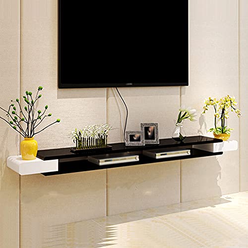 Schwimmender TV-Ständer, Wandmontage-TV-Regal, offener TV-Kombinationsschrank mit Drahtloch, für Stodvd Blu-Ray-Player, Satelliten-TV-Box, Kabelbox, Spielekonsolen von TYLDBNF
