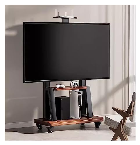 TV-Wagenständer auf Rädern, robust, 55, 50, 60, 65, 70, 75 Zoll, TV-Wagen, rollender TV-Ständer, höhenverstellbar, Schlafzimmer, Heimbüro, Belastung 150 kg (Farbe: Schwarz) von TYLDBNF