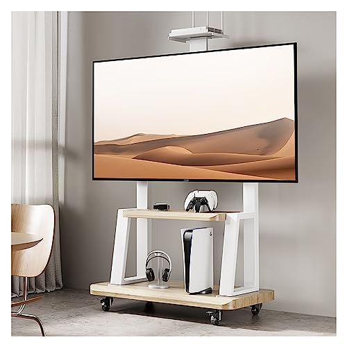 TV-Wagenständer auf Rädern, robust, 55, 50, 60, 65, 70, 75 Zoll, TV-Wagen, rollender TV-Ständer, höhenverstellbar, Schlafzimmer, Heimbüro, Belastung 150 kg (Farbe: Weiß) von TYLDBNF