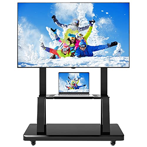 Universeller rollender TV-Wagenständer mit Rädern und Stauraum, passend für 50/55/60/65/70/75-Zoll-Fernseher, schwarzer freistehender mobiler TV-Wagen für Schule/Klassenzimmer Universeller rollender TV-Wagenständer mit Rädern und Stauraum, passend für 50/55/60/65/70/75-Zoll-Fernseher, schwarzer freistehender mobiler TV-Wagen für Schule/Klassenzimmer von TYLDBNF