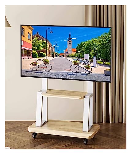Weiße Moderne TV-Ständer für Wohnzimmer/Schlafzimmer/Büro, passend für 75 65 70 60 55 50 32 Zoll Bildschirme, robuster mobiler TV-Wagenständer auf Rädern (Farbe: Style2) von TYLDBNF