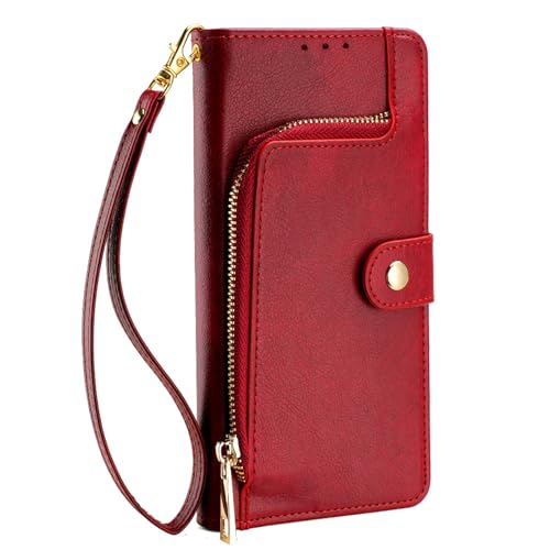 TYLYJSU Kartenhalter Hülle Für Samsung Galaxy S25 Edge, Leder Geldbörse Handyhülle mit Handyband Klappbare Ganzkörper Schutzhülle Anti-Fingerabdruck,Rot,S25 Edge TYLYJSU Kartenhalter Hülle Für Samsung Galaxy S25 Edge, Leder Geldbörse Handyhülle mit Handyband Klappbare Ganzkörper Schutzhülle Anti-Fingerabdruck,Rot,S25 Edge von TYLYJSU