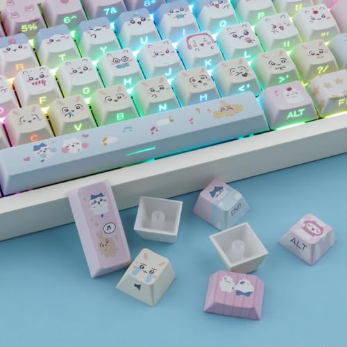 TYRIXKI 26 Tasten PC Transparent Personalisierte Tastenkappen, Mao Profile Cute Meow Meow Squad Cat Transparente Tastenkappe für DIY Cherry MX Swithes Mechanische Tastaturen TYRIXKI 26 Tasten PC Transparent Personalisierte Tastenkappen, Mao Profile Cute Meow Meow Squad Cat Transparente Tastenkappe für DIY Cherry MX Swithes Mechanische Tastaturen von TYRIXKI