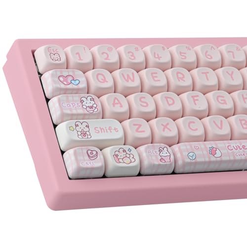 TYRIXKI PBT 148 Tasten Niedliche Tastenkappen Farbstoff-Sublimation Bunny Keycaps Set MOA-Profil für Cherry Gateron MX Keys Mechanische Tastaturen von TYRIXKI