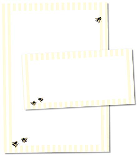 TYSK Design Briefpapier Vintage Gelb (Design wählbar) 50 Blatt DIN A4, 25 Umschläge - Papier-Set mit Motiv, Schreibpapier, Designpapier für Briefe, Notizen von TYSK Design