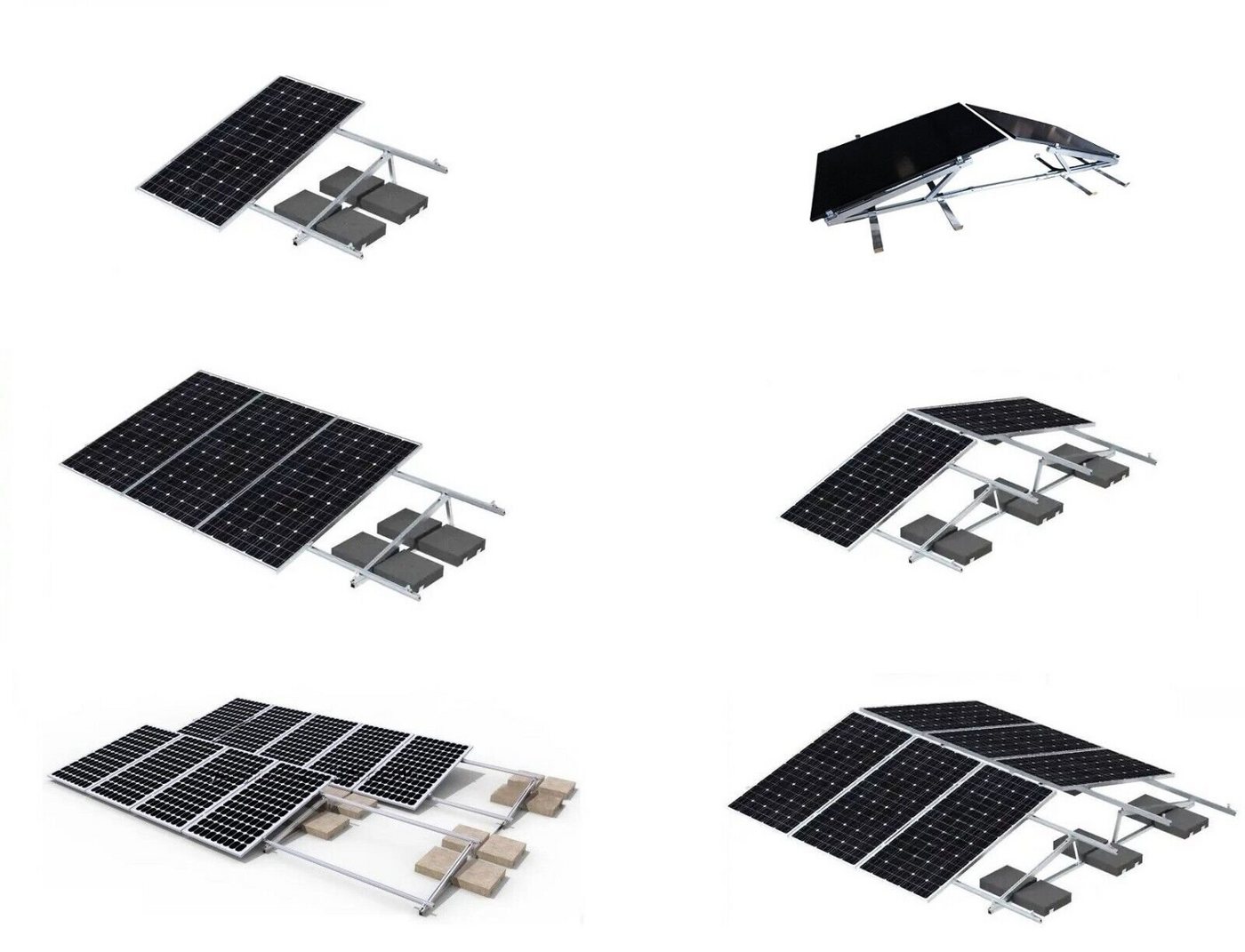 TZIpower Solar PV Halterung Aufständerung Flachdach Balkonkraftwerk 10-40° Solarmodul-Halterung, (Komplettset) von TZIpower