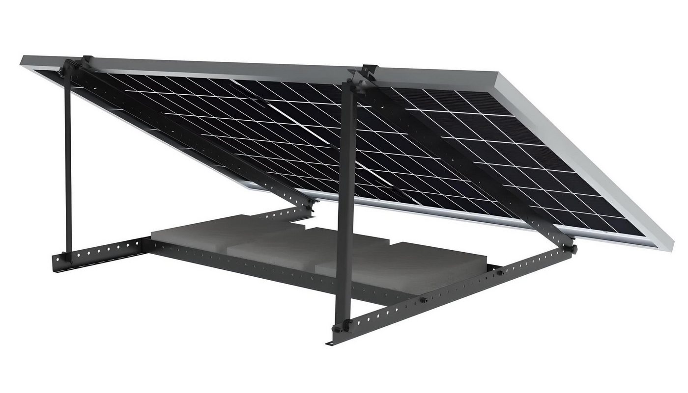 TZIpower Solarhalterung Triangel Schwarz Balkon Flachaufständerung Wandmontage Solarmodul-Halterung, (Mit Haken und Endklemmen, Universal einsetzbar) von TZIpower