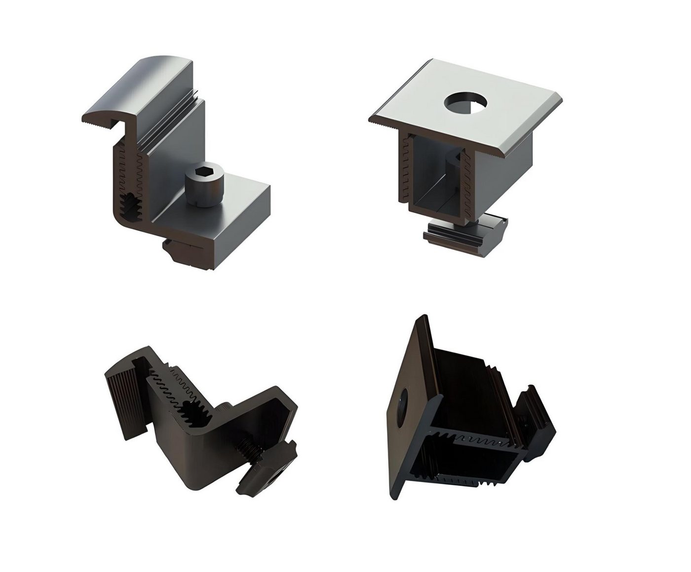 TZIpower Solarmodul End- oder Mittelklemme verstellbar 30-45mm schwarz / silber Solarmodul-Halterung, (10-tlg) von TZIpower