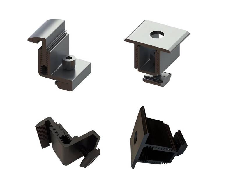 TZIpower Solarmodul End- oder Mittelklemme verstellbar 30-45mm schwarz / silber Solarmodul-Halterung, (10-tlg) von TZIpower