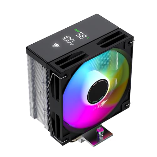 TZMRIT KF401 DGT CPU Kühler mit Display, 12CM 1600RPM 65.6CFM 4PIN PWM Lüfter, für Intel LGA 1700/1200/115X/1851, für AM4/AM5(KF401) von TZMRIT