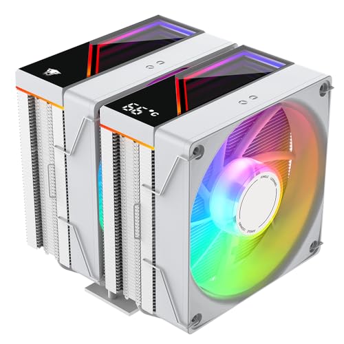 TZMRIT KF620 DGT ARGB CPU Kühler Mit Temperaturanzeige Display,265W TDP,für Intel LGA 1700/1200/115X/1851/1366/2011, für AMD AM4/AM5 (KF620 WH) von TZMRIT