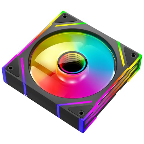 TZMRIT PRISM4EX 120mm Infinite Mirror ARGB PC Lüfter mit PWM Control und ARGB Effekt,RGB PC Gehäuselüfter 120mm (BK Reverse Flow) von TZMRIT