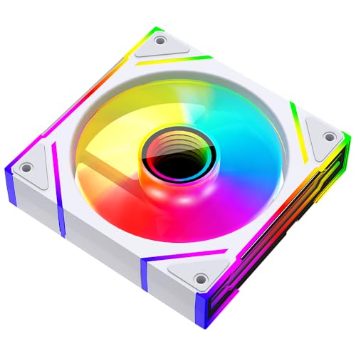 TZMRIT PRISM4EX 120mm Infinite Mirror ARGB PC Lüfter mit PWM Control und ARGB Effekt,RGB PC Gehäuselüfter 120mm (WH Reverse Flow) von TZMRIT