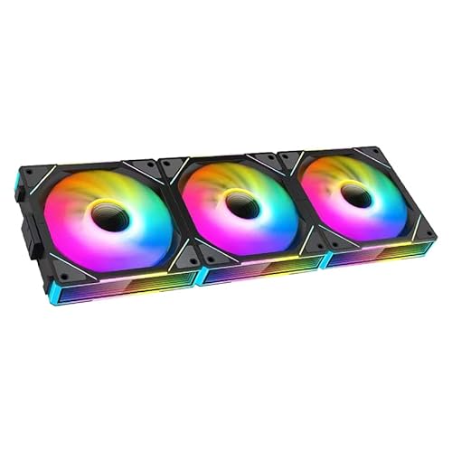 TZMRIT UNI FAN Infinity Lüfter 120 mm, Rgb Lüfter 120 mm, ARGB Lüfter 120 mm, 3er Pack, Daisy Chain PC Lüfter, Schwarz von TZMRIT