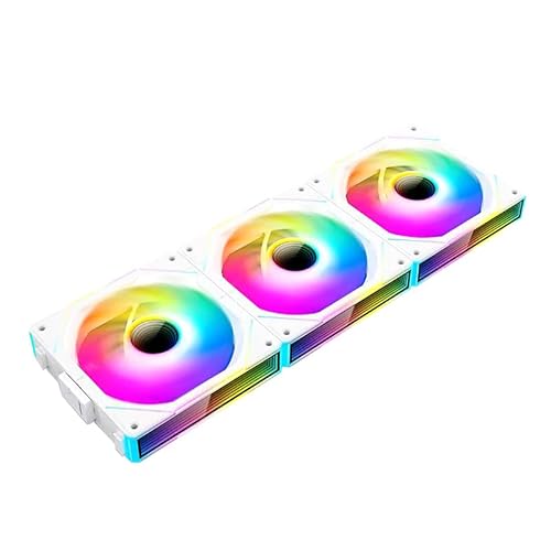 TZMRIT UNI FAN Weißer 3er-Pack, Infinity Lüfter 120 mm, RGB V120 mm, ARGB Lüfter 120 mm, Daisy Chain PC Lüfter von TZMRIT