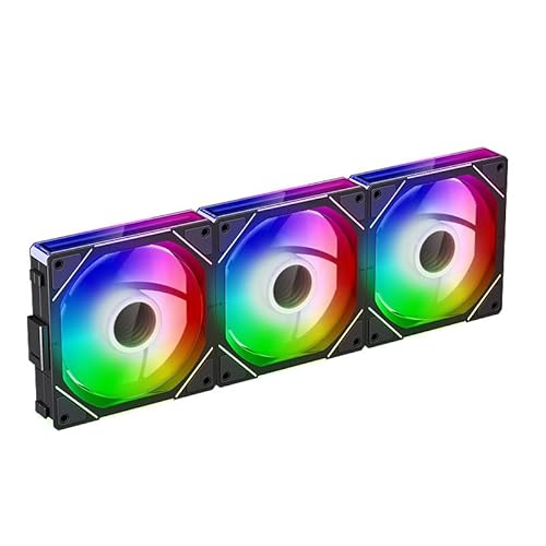 TZMRIT Umgekehrter Fluss UNI FAN, Infinity Lüfter 120 mm, Rgb Lüfter 120 mm, ARGB Lüfter 120 mm, 3er-Pack, Daisy Chain PC Lüfter, Schwarz von TZMRIT