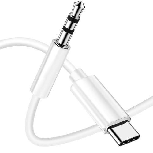 TZONOO USB C auf Aux Kabel 1M, USB C auf Klinke Kabel 3.5mm Audio Aux Kabel Dauerhaft kompatibel mit iPhone 16/15 Pro, Galaxy S24/S23/S22 Ultra, iPad Pro, Pixel, Huawei P40 usw.（Weiß） von TZONOO