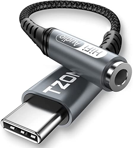 USB C auf 3.5mm Klinke Adapter,TZONOO USB C Kopfhörer Klinke Adapter mit HiFi DAC Chip für Samsung S21/S21 Plus/S20/Note 20,Pixel 4a/4, Huawei P40/P30/Mate 20,OnePlus 8/7T, Xiaomi Mi 11/10 usw.（Grau） von TZONOO