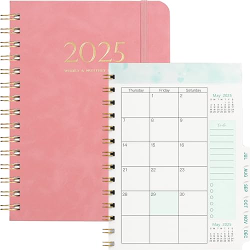 2025 A5 Terminplaner mit Softcover, Studienplaner 2025, (Jan.2025-Dez.2025) mit FSC®-Zertifiziertem Papier, für Studenten Schülerkalender, Schüler-Tagebuch, Schülerplaner, Hausaufgabenheft-Rosa von TZZRMO