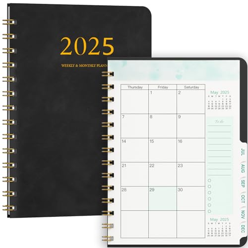 2025 Terminplaner mit Softcover, A5 Studienplaner 2025, (Jan.2025-Dez.2025) mit FSC®-Zertifiziertem Papier, Organisiert durchs neue Schuljahr - nachhaltig & klimafreundlich -Schwarz von TZZRMO