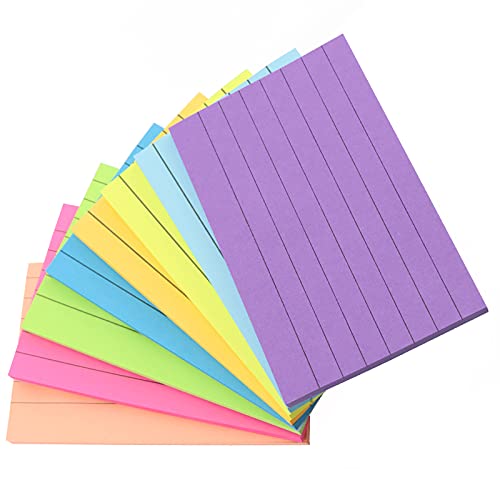 Haftnotizen Set, 400 Stück selbsthaftende Notizzettel mit Linien, Page Marker Sticky Notes Set, Farbenfrohe Haftnotizen in 8 Farben für Büro, Schule oder Arbeit (76mm x 127mm) von Taasmoog