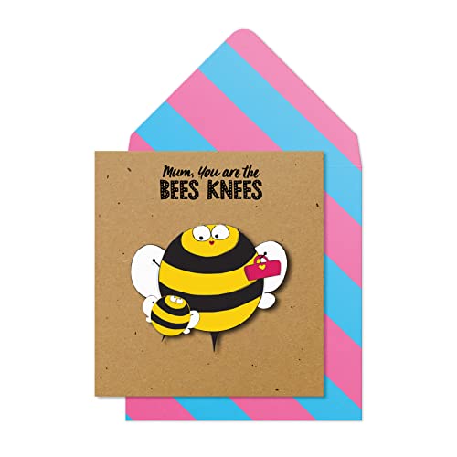 Grußkarte mit Aufschrift"Mum You're the Bees Knees", handgefertigt von Tache