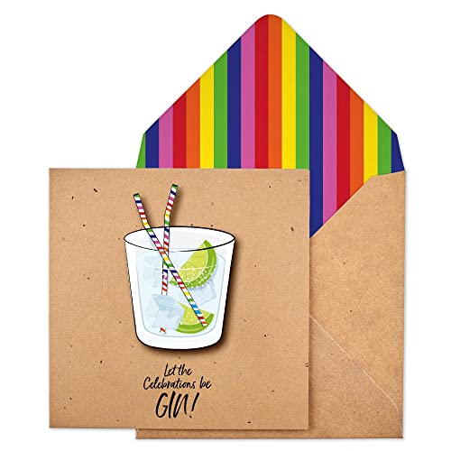 Tache Celebrations Be Gin handgefertigte Grußkarte mit Regenbogen-Umschlag von Tache