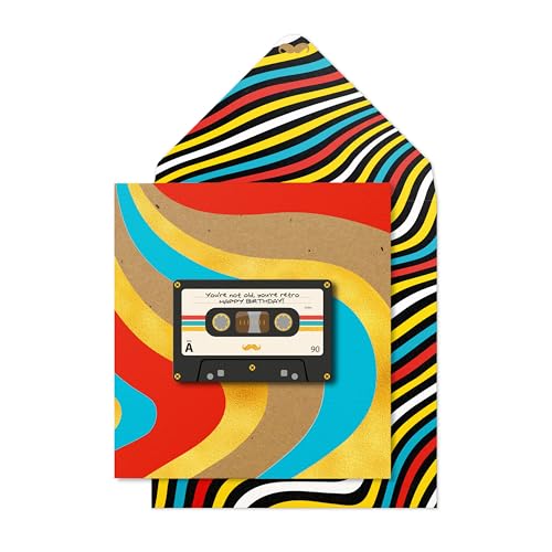Tache Central 23 x Retro Geburtstagskarte - Nostalgisches Kassetten-Mixtape - Lustige Alters-Witze Grußkarte für Musikliebhaber Männer Frauen Freunde - Innen blanko - Inklusive süßem Umschlag von Tache