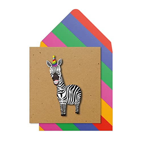 Tache TC251 "Alle Anlässe" Premium Handgefertigt Party Hat Zebra Grußkarte von Tache