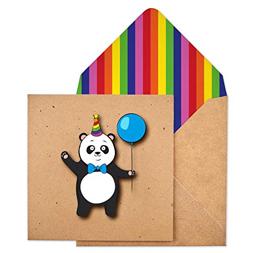 Tache tg036 handgefertigt Geburtstag Panda Blättern Karte von Tache