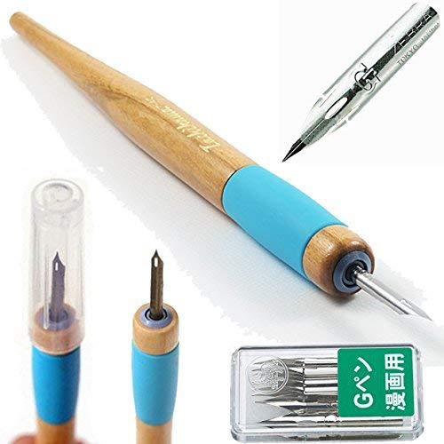 Tachikawa Comic Pen Nib Holder(T-40) + Zebra Comic G Model Chrome Pen 10 Nibs(PG-6C-C-K von Tachikawa
