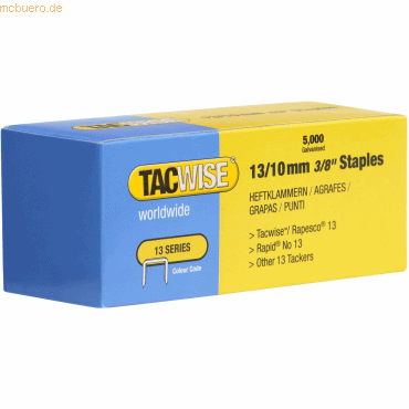 Tacwise Heftklammern 13/10mm verzinkt VE=5000 Stück Tacwise Heftklammern 13/10mm verzinkt VE=5000 Stück von Tacwise