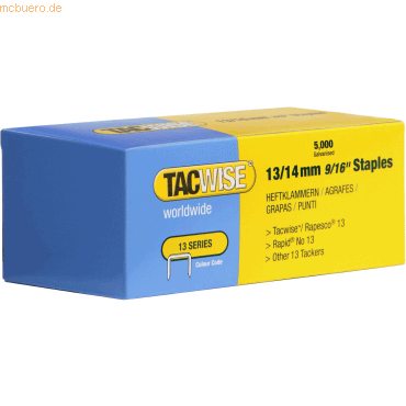 Tacwise Heftklammern 13/14mm verzinkt VE=5000 Stück Tacwise Heftklammern 13/14mm verzinkt VE=5000 Stück von Tacwise