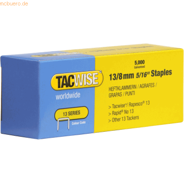 Tacwise Heftklammern 13/8mm verzinkt VE=5000 Stück Tacwise Heftklammern 13/8mm verzinkt VE=5000 Stück von Tacwise