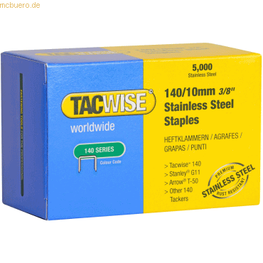 Tacwise Heftklammern 140/10mm Edelstahl VE=5000 Stück Tacwise Heftklammern 140/10mm Edelstahl VE=5000 Stück von Tacwise