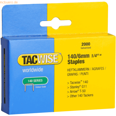 Tacwise Heftklammern 140/6mm verzinkt VE=2000 Stück Tacwise Heftklammern 140/6mm verzinkt VE=2000 Stück von Tacwise