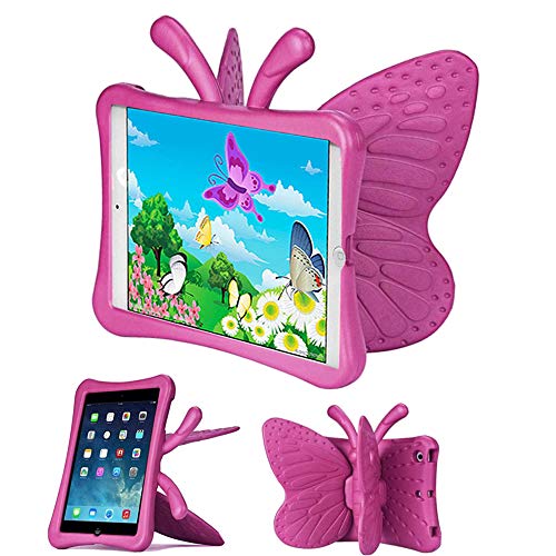 Tading iPad Mini Hülle für Kinder, Niedlicher Schmetterling Leichter Eva Schaum Stoßfeste Schutzhülle für iPad Mini 4 iPad Mini 3. Generation, Mini 2 - Rose von Tading