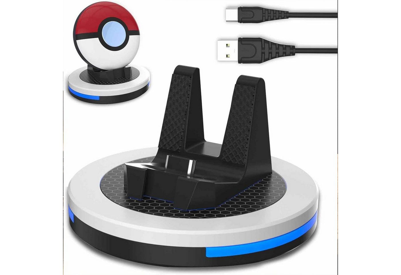 Tadow Ladestation für Pokémon GO Plus,Spiele-Ladegerät,Ladedock Ladeschale (mit RGB-Licht und USB-Typ-C-Ladekabel) von Tadow