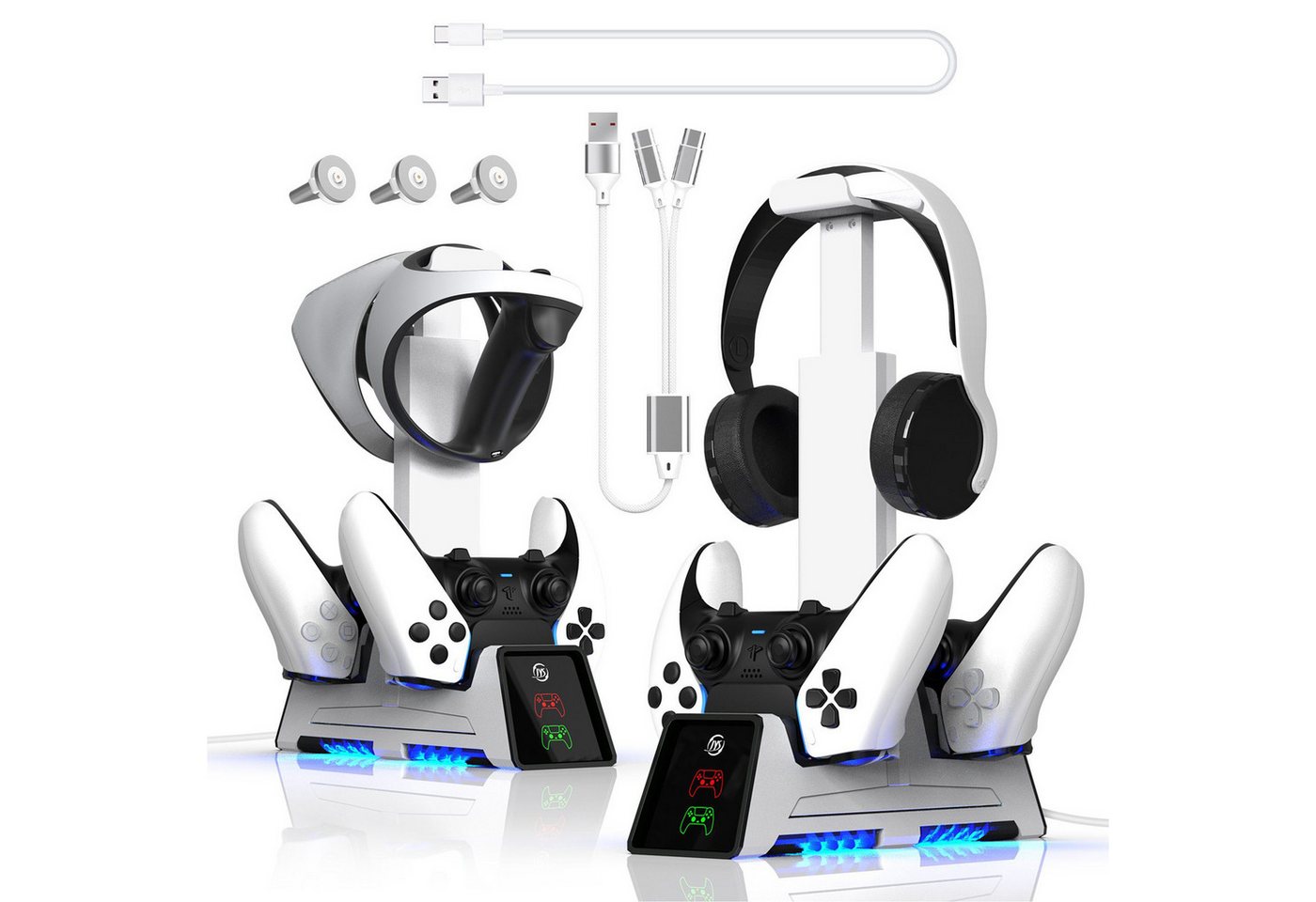 Tadow PS5 multifunktionale Gamepad-Ladestation,für PS VR2 Controller Controller-Ladestation (Magnetische Aufladung,Organizer für PS VR Gamepads, Headsets und Helme) von Tadow