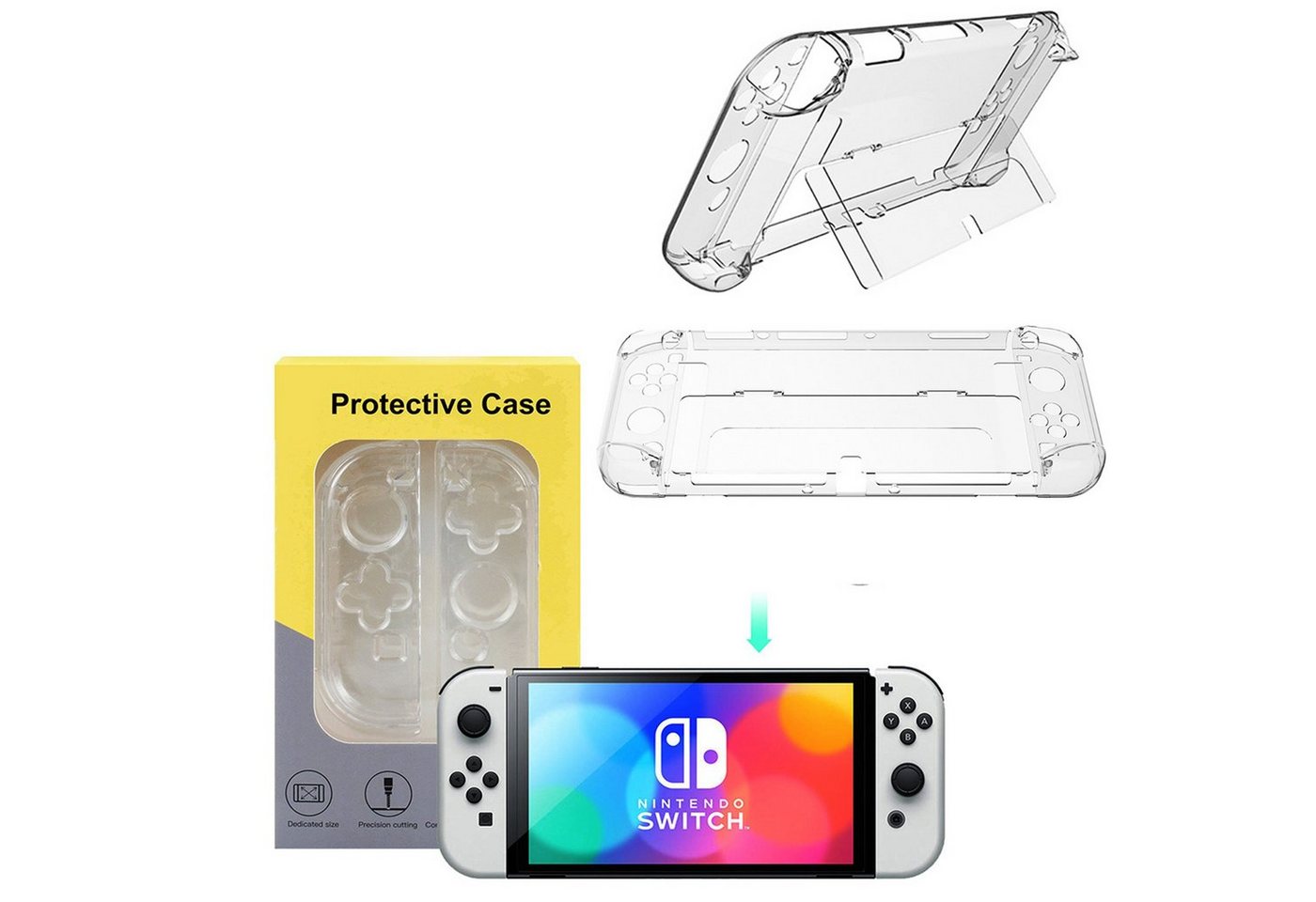 Tadow Switch OLED Kristallgehäuse,Geteilte Schutzhülle,Transparente Zubehör Nintendo (Verhindern Sie Kollisionen, Stürze und andere Schäden) von Tadow