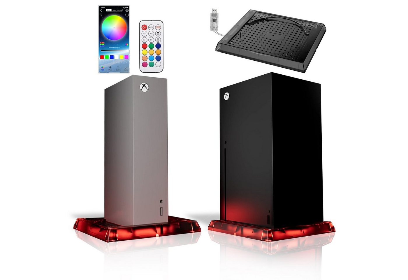 Tadow XBOX-Konsole Kühlung Dock,RGB,LED-Lichtleiste,für Xbox Serie X/S PlayStation 5-Controller von Tadow