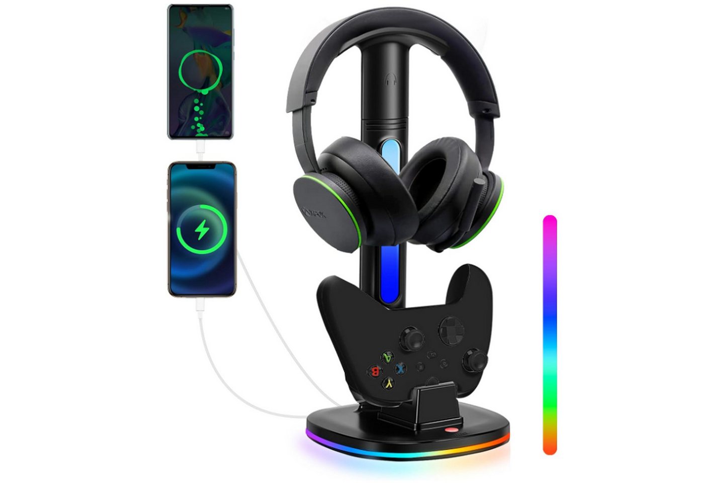 Tadow Xbox-Controller-Lade-Headset-Halter,RGB-Farblicht,abnehmbarer Ständer Zubehor für Xbox Contoller (Wiederaufladbar,Aufbewahrung für Kopfhörer und Controller) von Tadow
