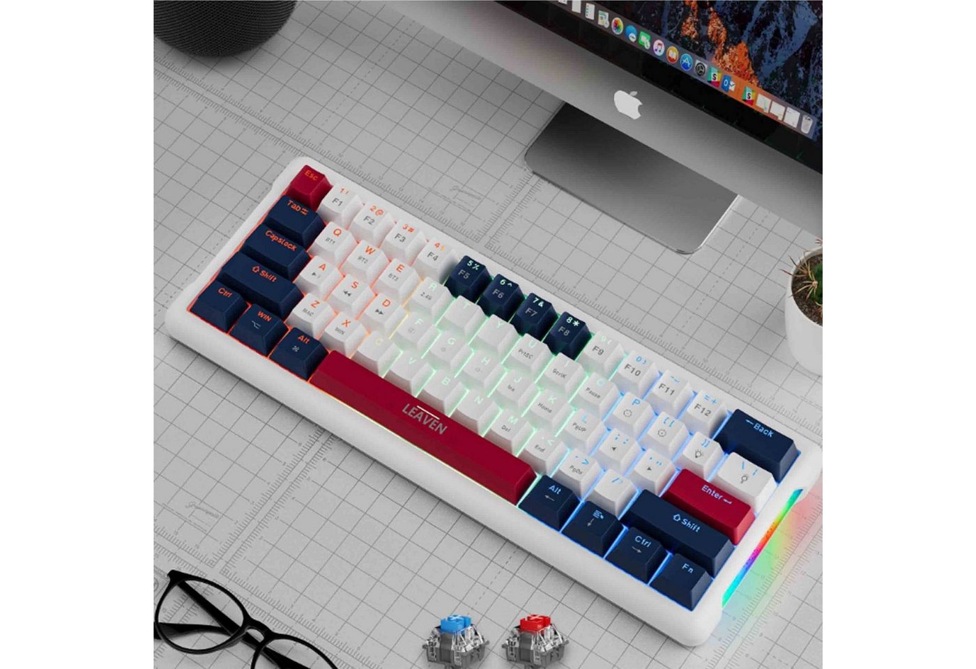Tadow mechanische Tastatur, Gaming-Tastatur, kabelgebundene Tastatur Gaming-Tastatur (ABS-Zweifarben-Spritzguss, 9 Arten von Lichteffekten) von Tadow