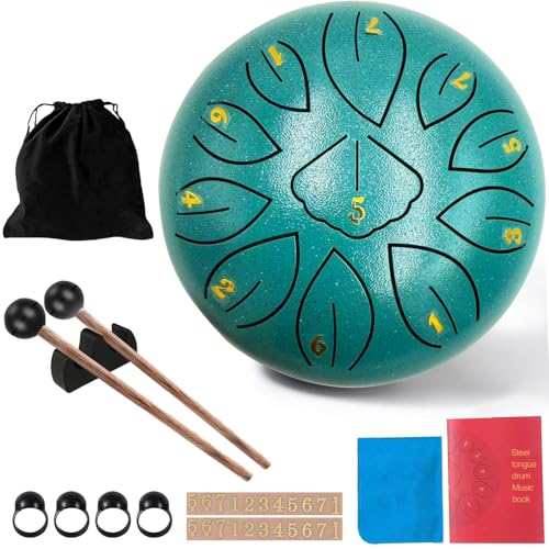 Rain Drum,11 Noten 6 Zoll,Chakra Regentrommel,Stahlzungentrommel Regen,Rain Music Drum,Rain Drum Outdoor,Rain Drum Garten,Handpan mit Schlägel,Percussion Instrumente (11-Ton 6-Zoll) von Taechalingo