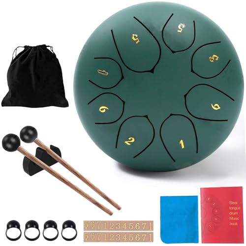 Rain Drum,8 Noten 6 Zoll,Chakra Regentrommel,Stahlzungentrommel Regen,Rain Music Drum,Rain Drum Outdoor,Rain Drum Garten,Handpan mit Schlägel,Percussion Instrumente (8-Ton 6-Zoll) von Taechalingo